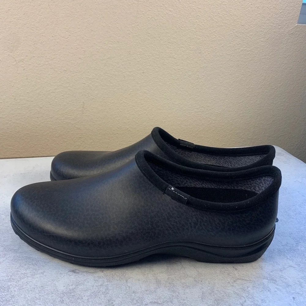 Sloggers Men 12 Garden Shoes Black Textured Waterproof Rubber Slip On Rain Clogs